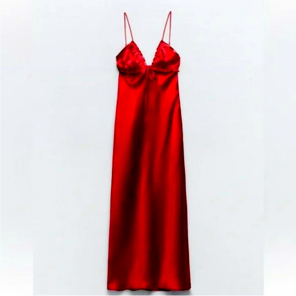 Zara bloggers favourite Ruffled satin effect dress